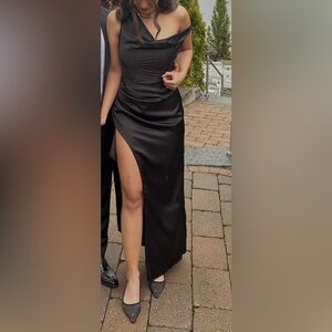 One Shoulder Satin Maxi Dress – Medium – Worn Once – Dry Cleaned